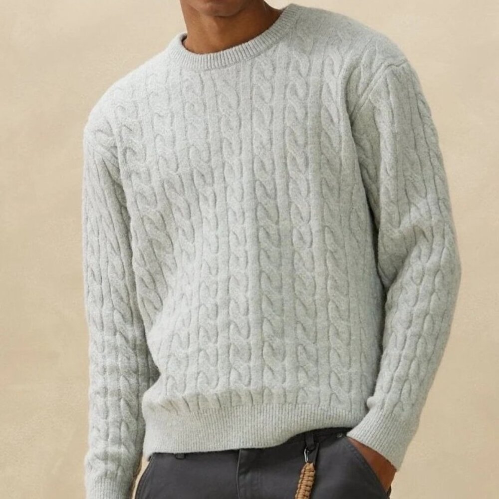 Kuwalla Grey Braided Crewneck Sweater